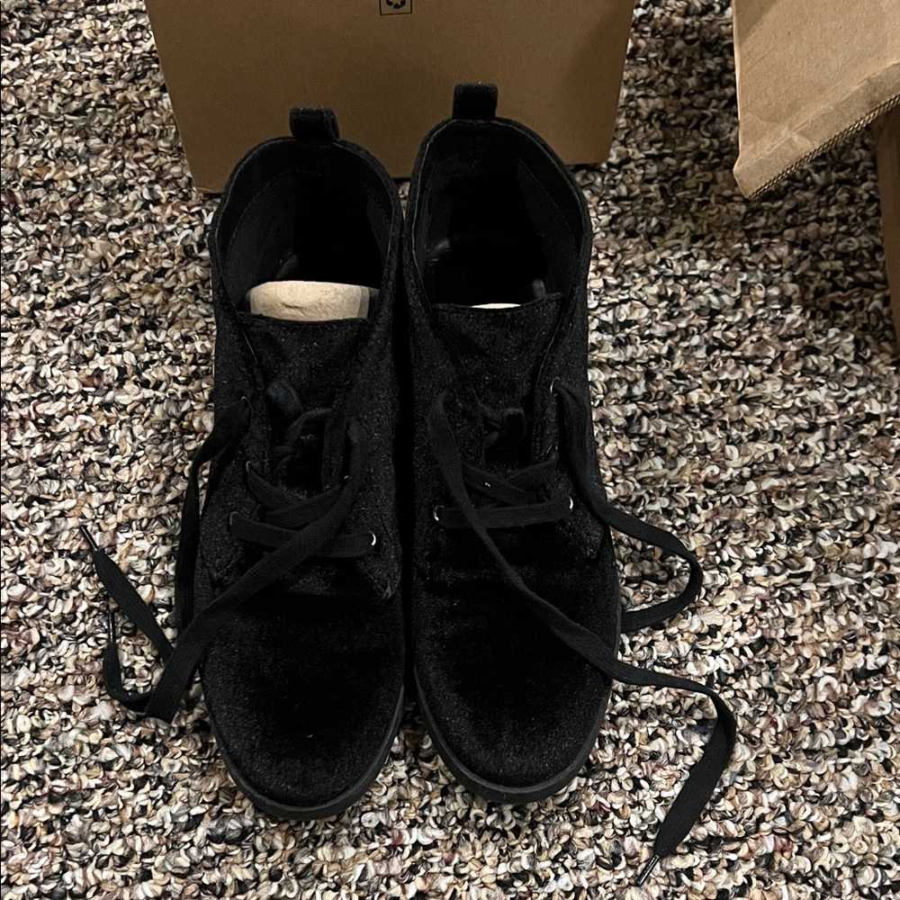 Indigo Black Fabric Ankle Boots